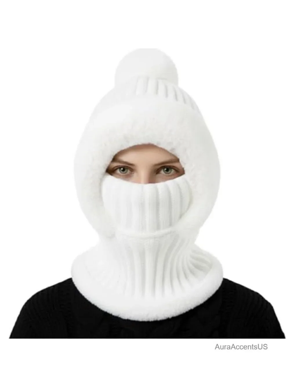 3-in-1 Beanie with Scarf & Mask, Acrylic Polyester Fleece Lined Winter Hat for